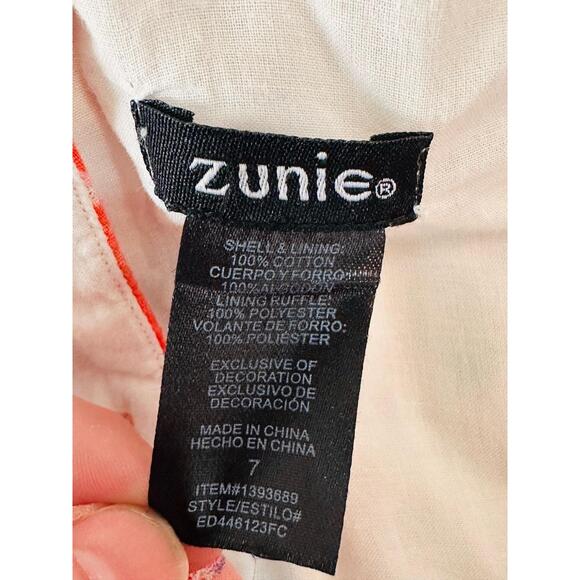 Zunie Pink Floral Sleeveless Ruffle Girls party Dress size 7 - Picture 5 of 6